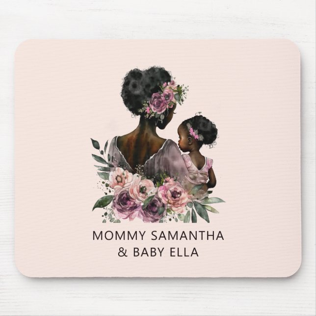 Alfombrilla De Ratón Hermosa mamá y hija negras (8) (Frente)