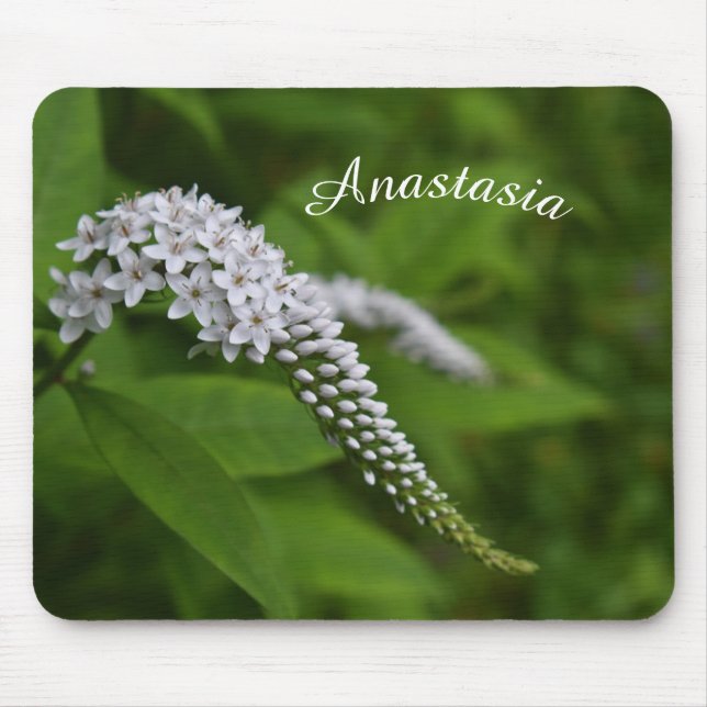 Alfombrilla De Ratón Hermosa Mousepad Floral Blanca Con Nombre (Frente)