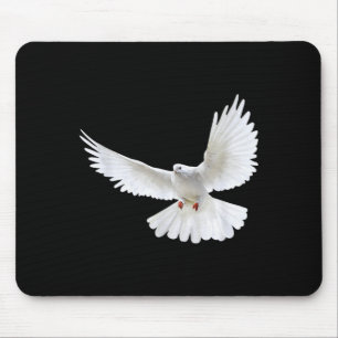 Alfombrilla De Ratón Hermosa Paloma Blanca Volando Pacífico Foto Siluet