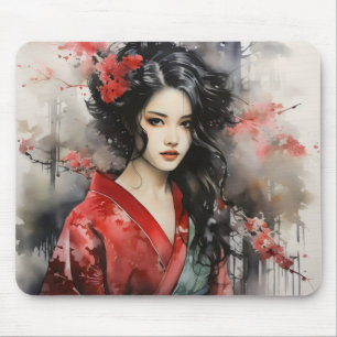 Alfombrilla De Ratón Hermosa pintura con tinta de Geisha