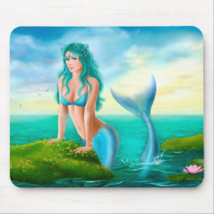 Alfombrilla De Ratón Hermosa princesa - sirena de fantasía