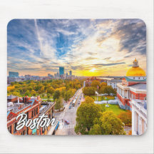 Hermosa puesta de sol sobre Boston, Massachusetts,