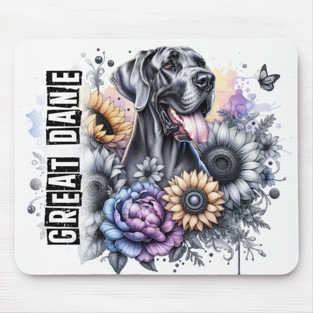 Alfombrilla De Ratón Hermosa raza de perro/Gran perro de danés (Frente)