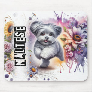 Alfombrilla De Ratón Hermosa raza de perro/ Perro maltés