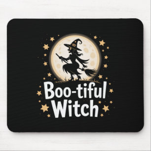 Alfombrilla De Ratón Hermosa silueta bruja Halloween Luna de Brujas 1
