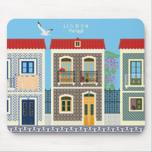 Alfombrilla De Ratón Hermosas casas portuguesas con azulejos o azulejos