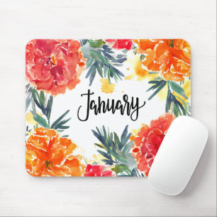 Alfombrilla De Ratón Hermosas flores de mes de nacimiento/enero