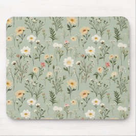 Alfombrilla De Ratón Hermosas flores de pradera sobre verde