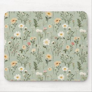 Alfombrilla De Ratón Hermosas flores de pradera sobre verde