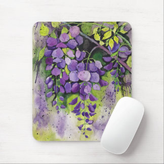 Alfombrilla De Ratón Hermosas Flores De Wisteria En Acuarela