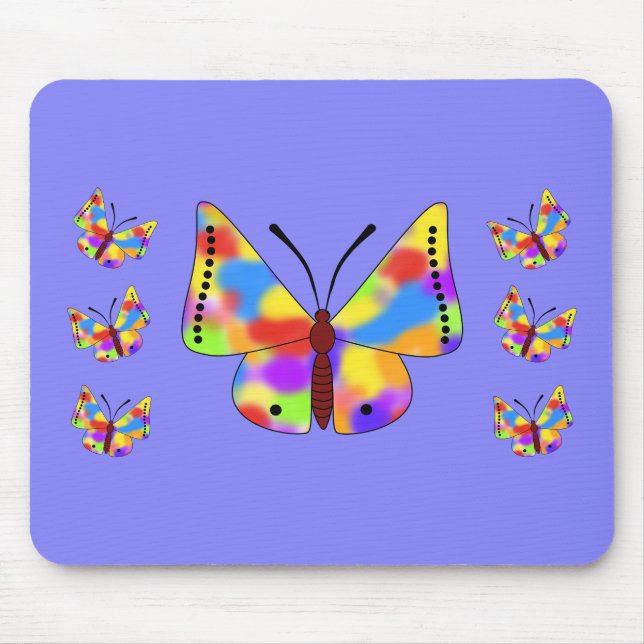Alfombrilla De Ratón Hermosas Mariposas Con Alas Arcoiris (Frente)