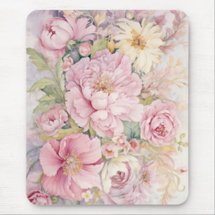 Alfombrilla De Ratón Hermosas peonías rosadas acuarelas.