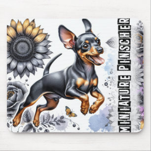 Alfombrilla De Ratón Hermosas razas de perros/Perro de Pinscher en mini