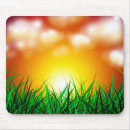 Alfombrilla De Ratón Hermoso amanecer sobre un campo de hierba