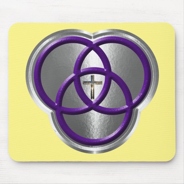 Alfombrilla De Ratón Hermoso anillo cristiano de Trinidad con cruz (Frente)