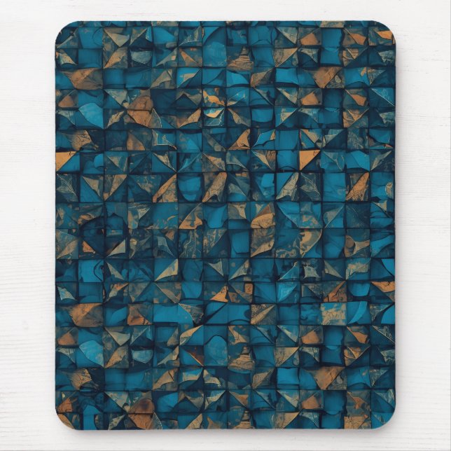 Alfombrilla De Ratón Hermoso aspecto de patchwork en verde azulado oscu (Frente)