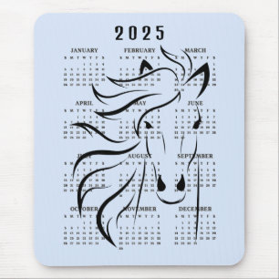 Alfombrilla De Ratón Hermoso calendario de diseño de caballos 2025