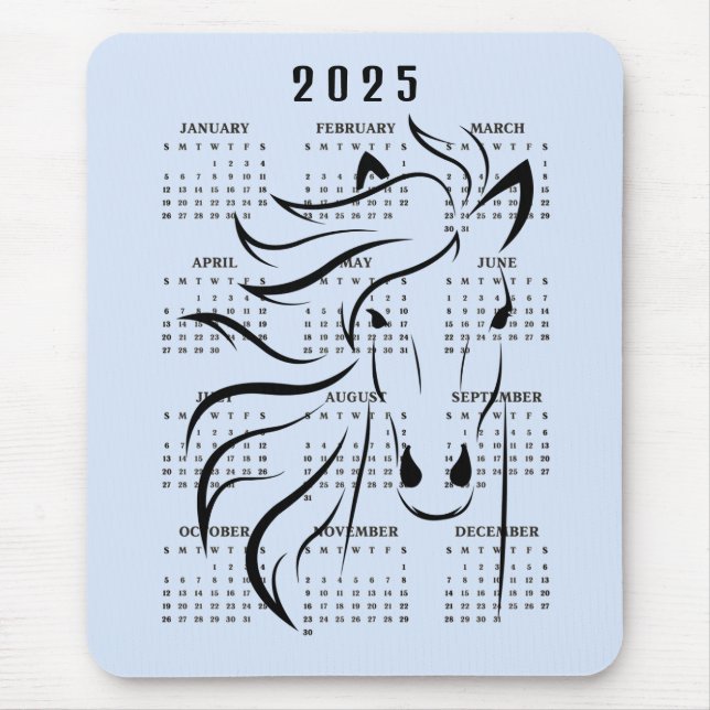 Alfombrilla De Ratón Hermoso calendario de diseño de caballos 2025 (Frente)