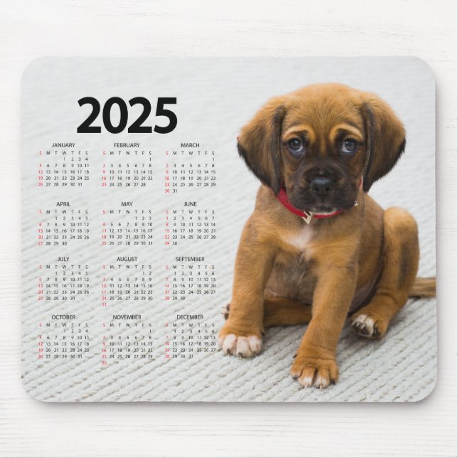 Alfombrilla De Ratón Hermoso calendario porcino marrón 2025 (Frente)
