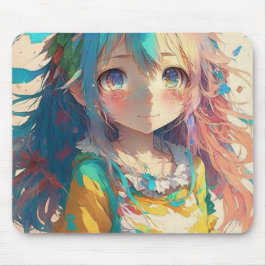 Alfombrilla De Ratón Hermoso Chica anime de colores tiene un bello día