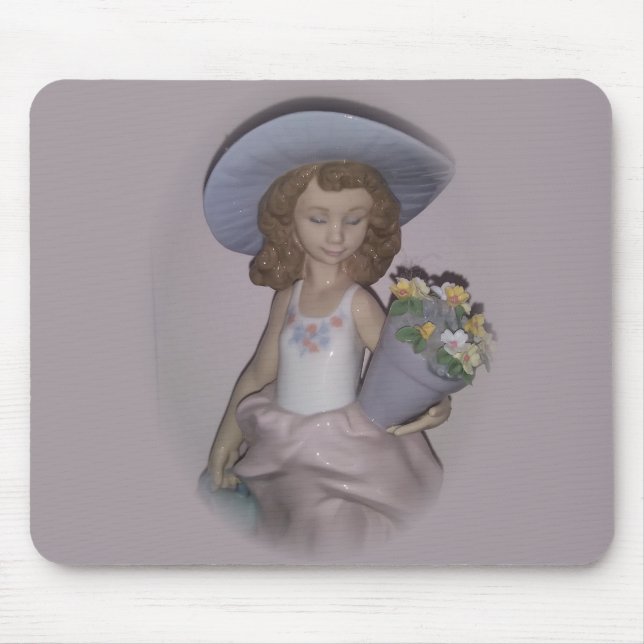 Alfombrilla De Ratón Hermoso Chica con Flores Lladro (Frente)