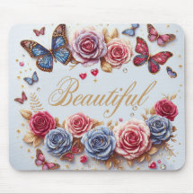 "Hermoso" con mariposas y rosas