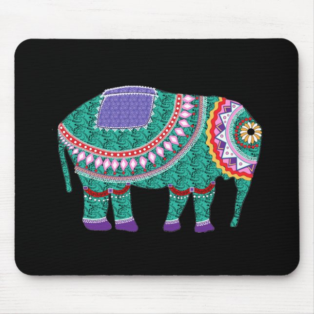 Alfombrilla De Ratón Hermoso elefante ornato (Frente)