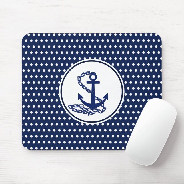 Alfombrilla De Ratón Hermoso Estilo Marítimo Azul Y Blanco (Con ratón)