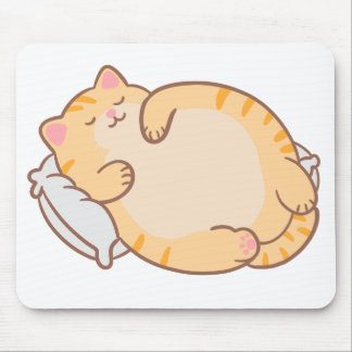 Alfombrilla De Ratón Hermoso Gato Naranja Atigrado Durmiendo Almohada