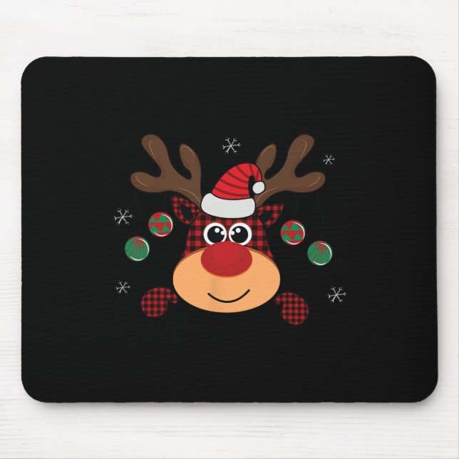 Alfombrilla De Ratón Hermoso invierno rojo búfalo vestido saltar venado (Frente)