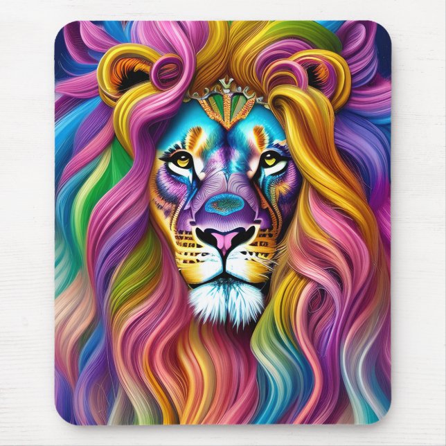 Alfombrilla De Ratón Hermoso león con colorido principal (Frente)