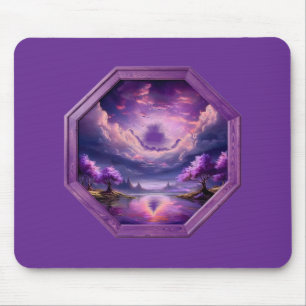 Alfombrilla De Ratón Hermoso marco paisaje morado con reflejos