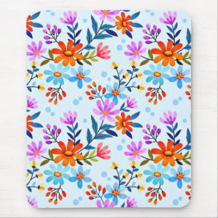 Alfombrilla De Ratón Hermoso patrón de flores y hojas 