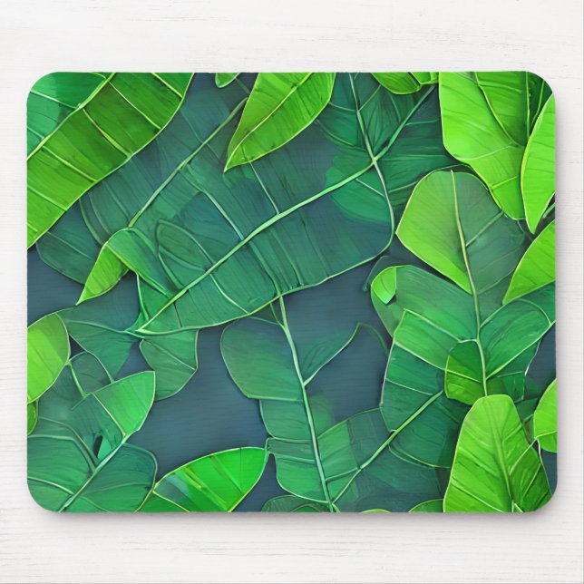 Alfombrilla De Ratón Hermoso patrón de hojas verdes (Frente)