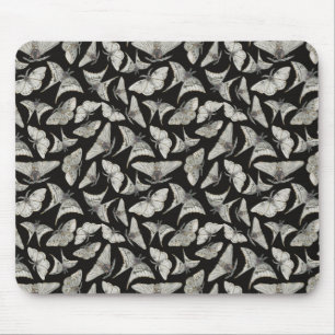 Alfombrilla De Ratón Hermoso patrón de mariposa polilla beige negra