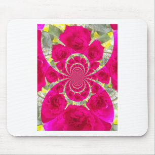 Alfombrilla De Ratón Hermoso Patrón Kaleidoscope de rosas rojas rojas i