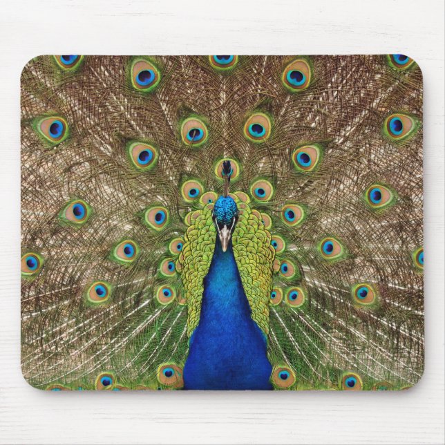 Alfombrilla De Ratón Hermoso pavo real y plumas imprimir sepad (Frente)