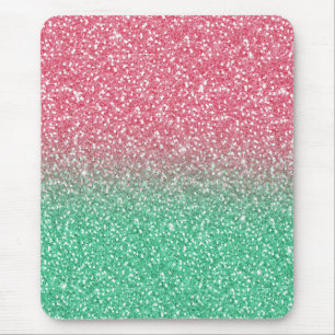 Alfombrilla De Ratón Hermoso purpurina de imitación verde rosa trendy