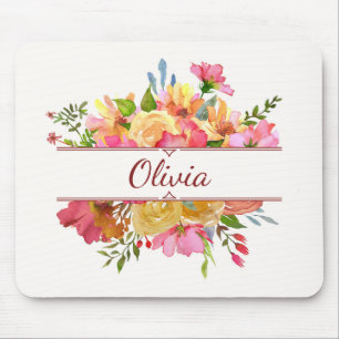Alfombrilla De Ratón Hermoso ramo de flores de color agua