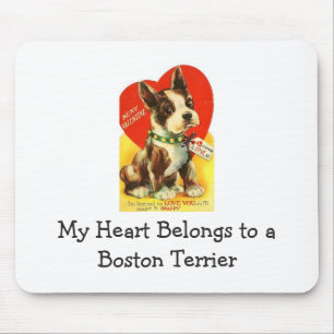 Alfombrilla De Ratón Hermoso Valentine de Boston terrier cachorro