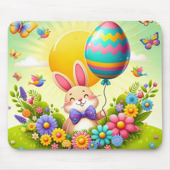 Alfombrilla De Ratón Hermoso y colorido conejito de Pascua (Frente)