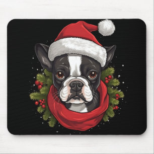 Alfombrilla De Ratón Hermosos Navidades Perro Terrier de Boston