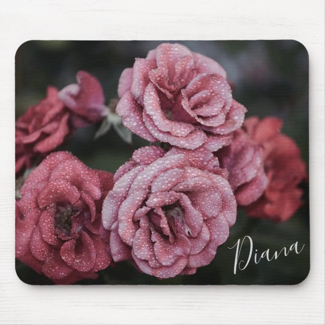Alfombrilla De Ratón Hermosos Rosas con almohadilla de ratón Dew Drogas (Frente)