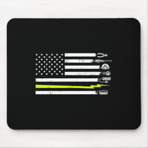Alfombrilla De Ratón Herramientas de electricista con bandera americana