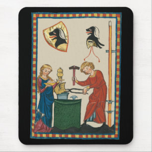 Alfombrilla De Ratón Herrero Forjando Casco Arte Medieval