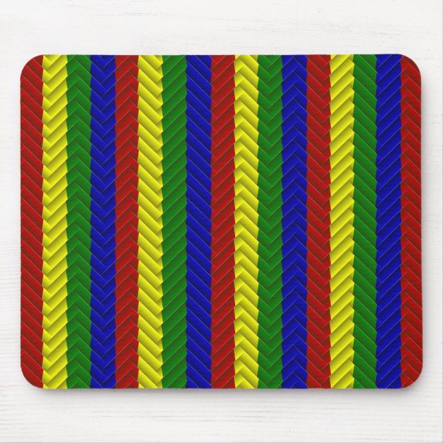 Alfombrilla De Ratón Herringbone de colores primarios (Frente)
