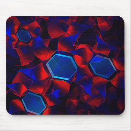 Alfombrilla De Ratón hexágono azul mezclado con curvas rojas superpuest