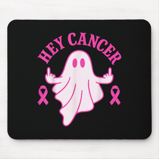 Alfombrilla De Ratón Hey Cancer Ghost Halloween Funny Breast Cancer Awa (Frente)