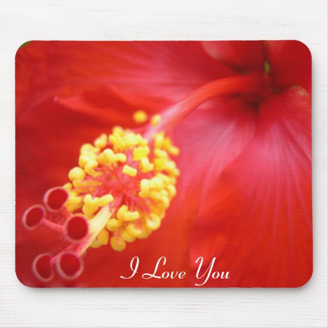 Alfombrilla De Ratón ¡Hibisco rojo Mousepad - su texto! (Frente)