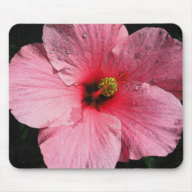 Alfombrilla De Ratón Hibisco rosado Mousepad (Frente)